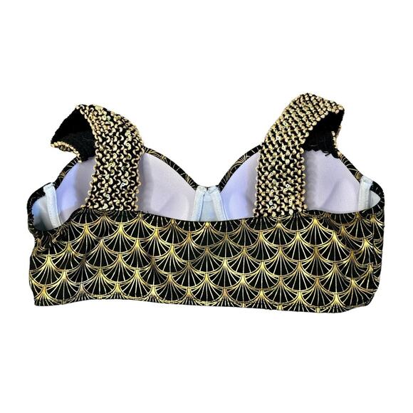 Sirencore Mermaid Metallic Gold Crop Bra Top Festival Cage Club Party Rave Sz M - Picture 5 of 11